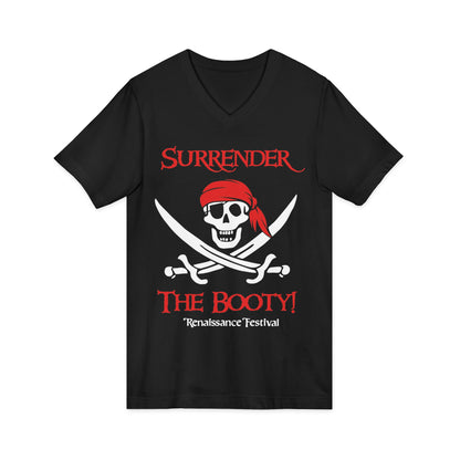 Michigan Renaissance Festival  Pirate V-Neck Tee - Surrender the Booty