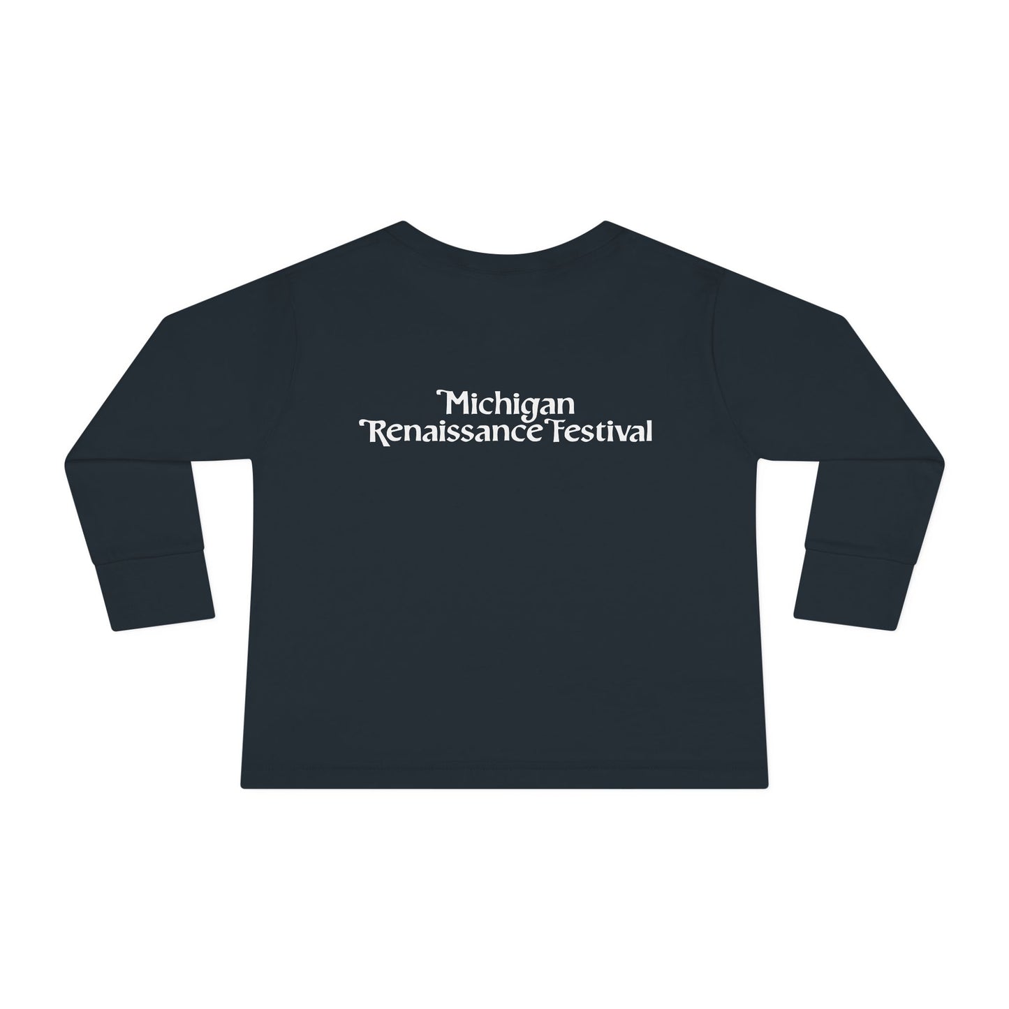 Michigan Renaissance Fest Bandana Toddler Long Sleeve Tee with Sword Design