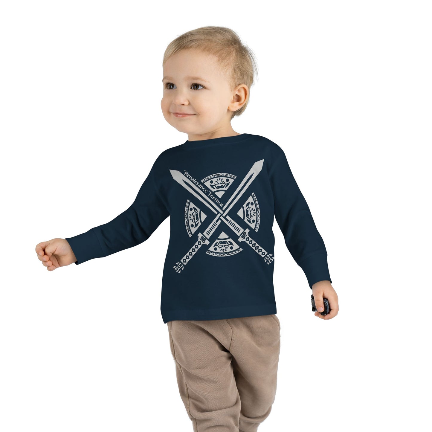Michigan Renaissance Fest Bandana Toddler Long Sleeve Tee with Sword Design