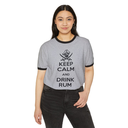 Michigan Renaissance Festival Ringer T-Shirt - Keep Calm Drink Rum