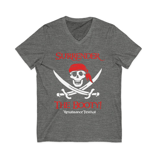 Michigan Renaissance Festival  Pirate V-Neck Tee - Surrender the Booty