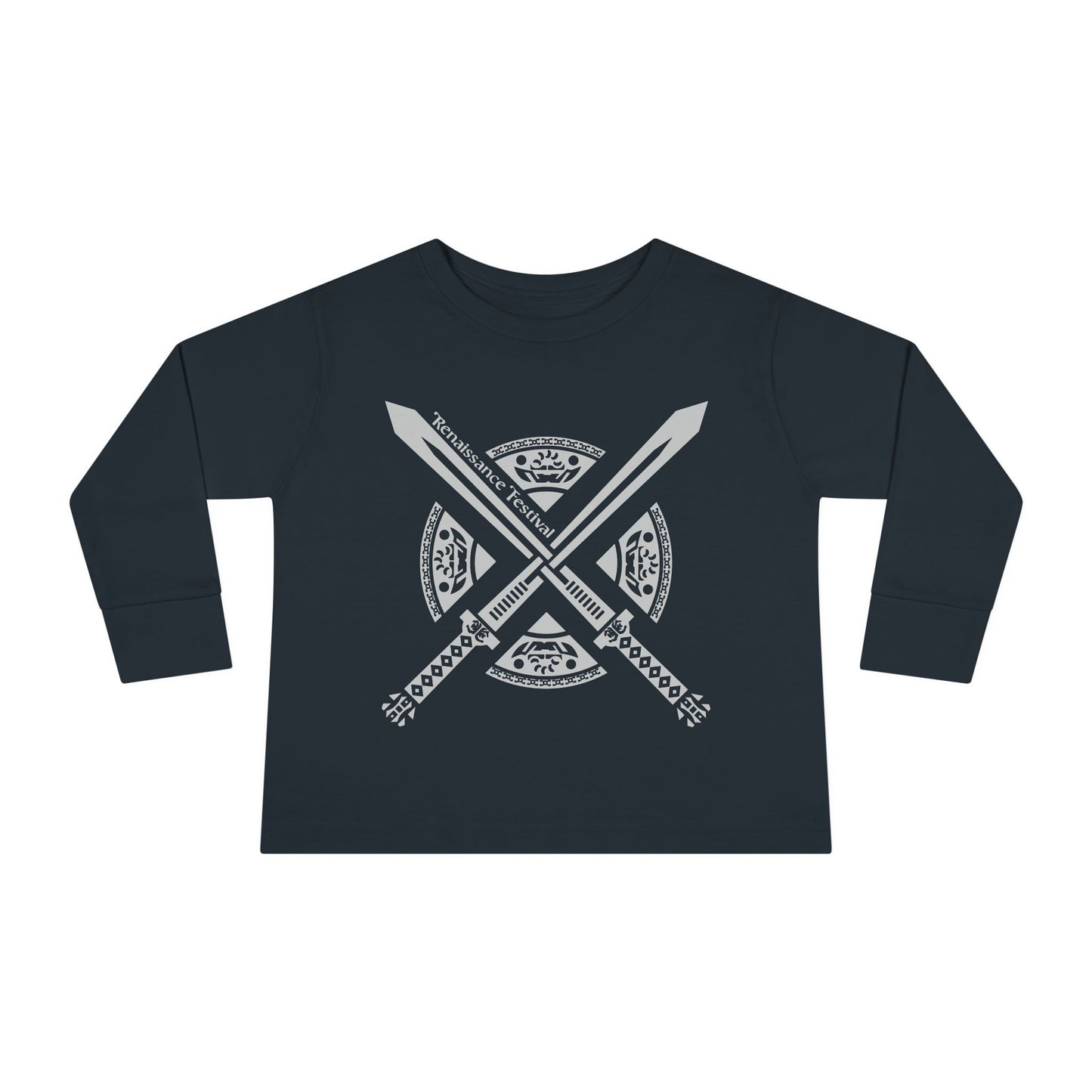 Michigan Renaissance Fest Bandana Toddler Long Sleeve Tee with Sword Design