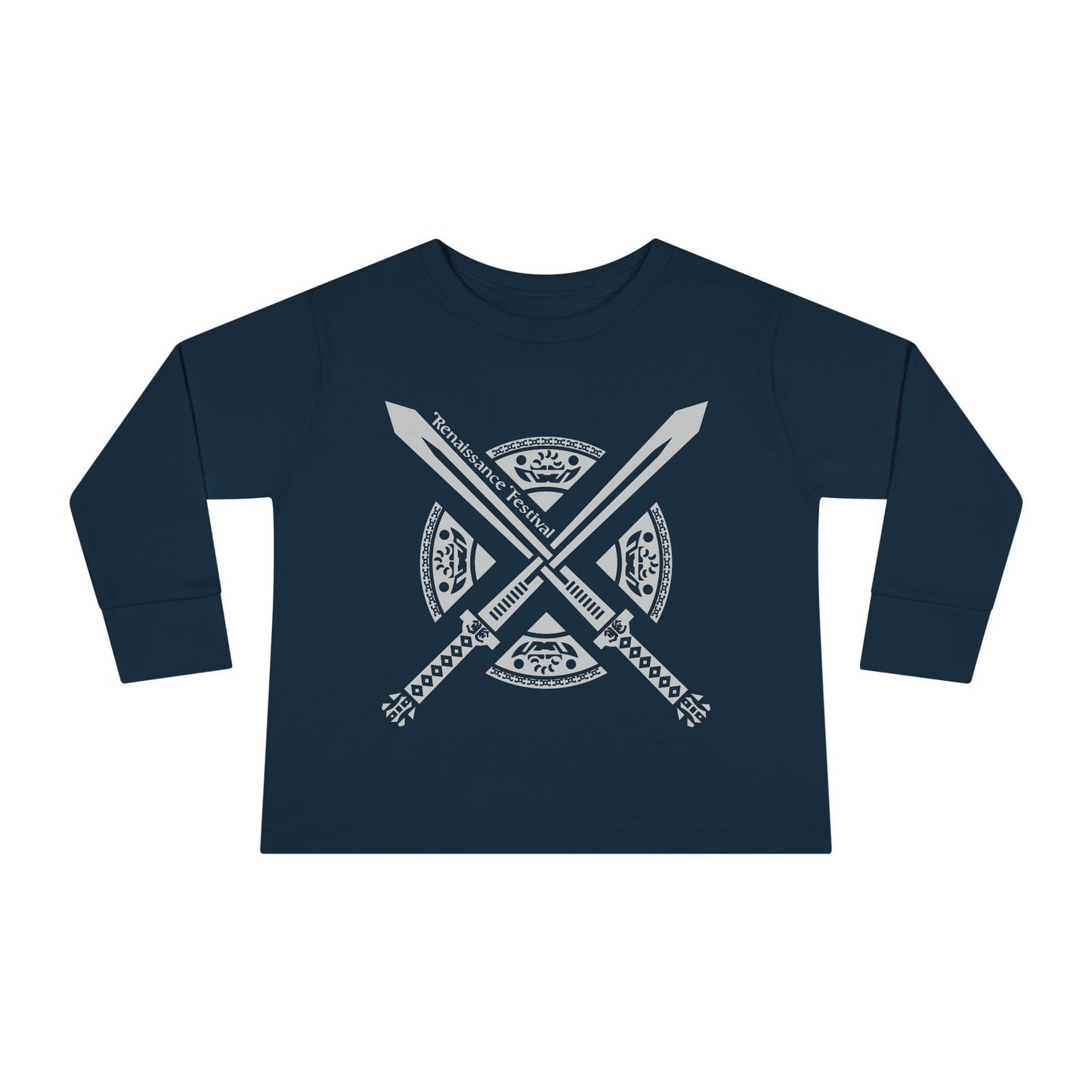 Michigan Renaissance Fest Bandana Toddler Long Sleeve Tee with Sword Design