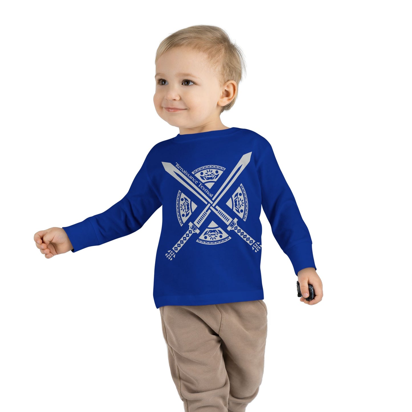 Michigan Renaissance Fest Bandana Toddler Long Sleeve Tee with Sword Design