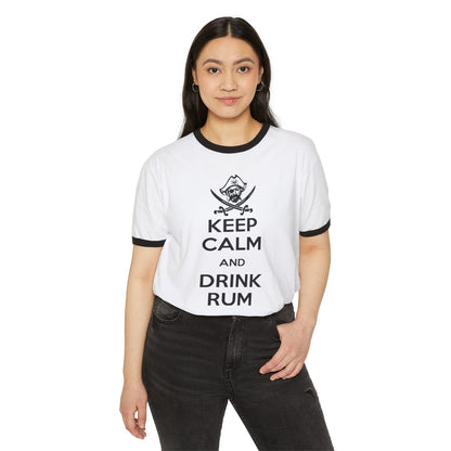 Michigan Renaissance Festival Ringer T-Shirt - Keep Calm Drink Rum