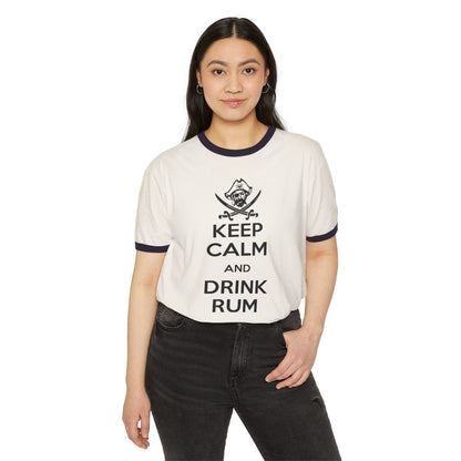 Michigan Renaissance Festival Ringer T-Shirt - Keep Calm Drink Rum