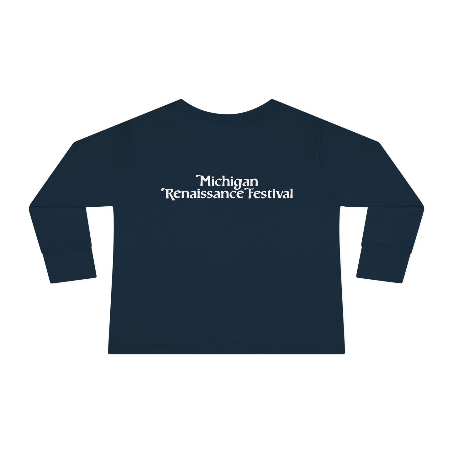 Michigan Renaissance Fest Bandana Toddler Long Sleeve Tee with Sword Design