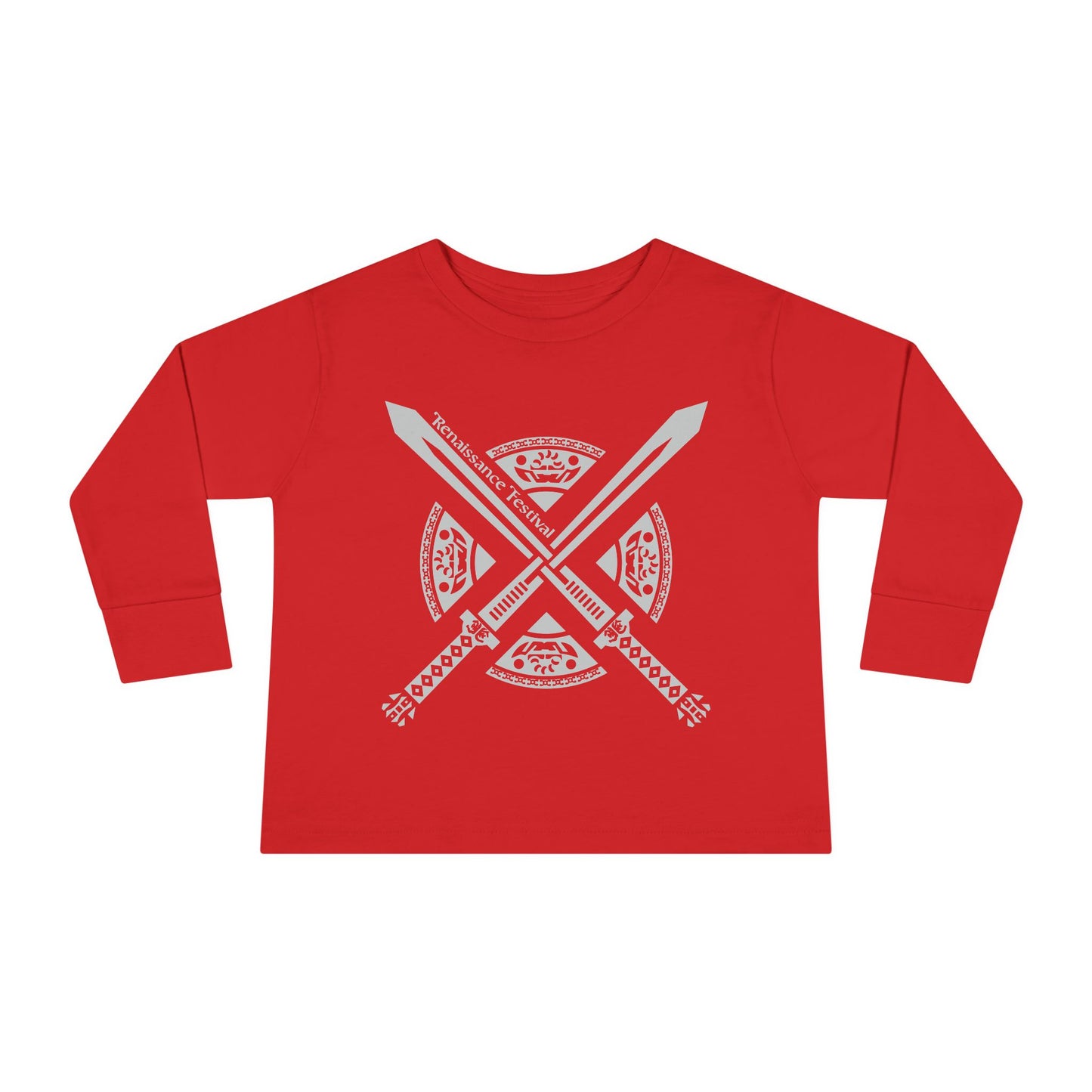Michigan Renaissance Fest Bandana Toddler Long Sleeve Tee with Sword Design